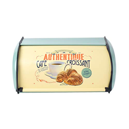 TONGXU Caja de Postre de Pan de Metal con Tapa Enrollable Contenedores de Almacenamiento de Cocina Estilo Retro para Guardar Pan Frutas Bocadillos Billetes Recordatorios