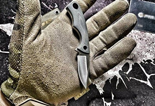 TONIFE - Cuchillo para cuello (hoja de 43 mm, longitud total 119 mm, con vaina de Kydex y cadena de bolas), Negro