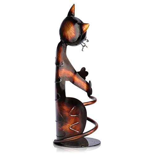 TOOARTS - Soporte para Vino - Mi Agradable Tarde - Botellero forma de Gato,Estilo Metálico para la Decoración del Hogar Bar (Escultura de Hierro de Arte Decorativa)