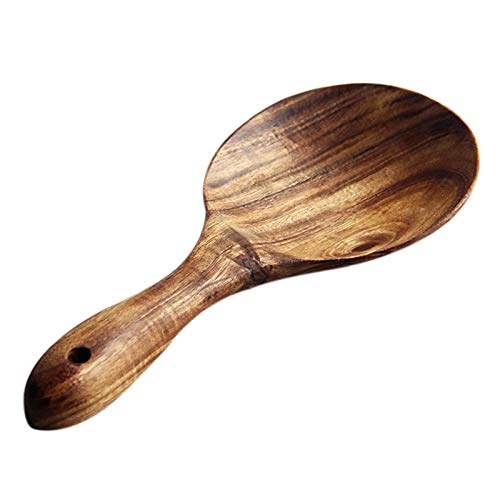 TOOGOO Cuchara de Madera de Teca Cuchara de Arroz de Madera Maciza Natural Paleta de Arroz de Madera Cuchara de Servir de Papata Grande Utensilios de Cocina de Madera