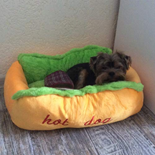 TOOGOO Hot Dog Camas para Perros Alfombra Suave Removible Sofá CáLido para Mascotas Lindas Camas para Perrito Acogedor Gato Camada CojíN para Dormir Chihuahua Nido de Peluche Perrera