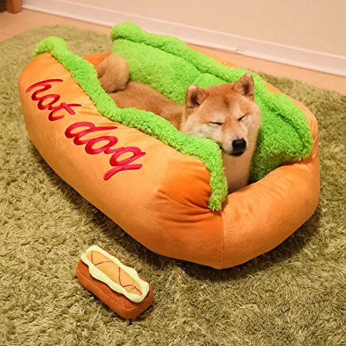 TOOGOO Hot Dog Camas para Perros Alfombra Suave Removible Sofá CáLido para Mascotas Lindas Camas para Perrito Acogedor Gato Camada CojíN para Dormir Chihuahua Nido de Peluche Perrera