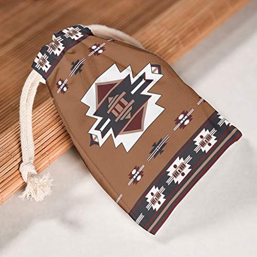 Toomjie 5 piezas Mandala celosía arte de lona, bolsas de regalo reutilizables para Navidad, pequeñas artesanías, monedero con doble cordón blanco 12 x 18 cm