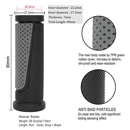 Topabin - Puños cortos para manillar de bicicleta (2 unidades, 90 mm)