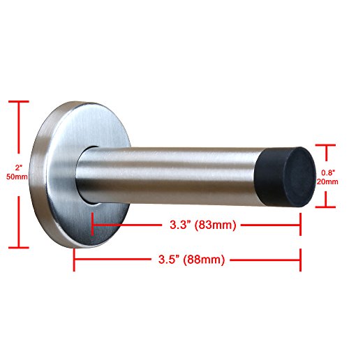 Tope de puerta resistente de acero inoxidable con punta de goma para pared x 2, H&S