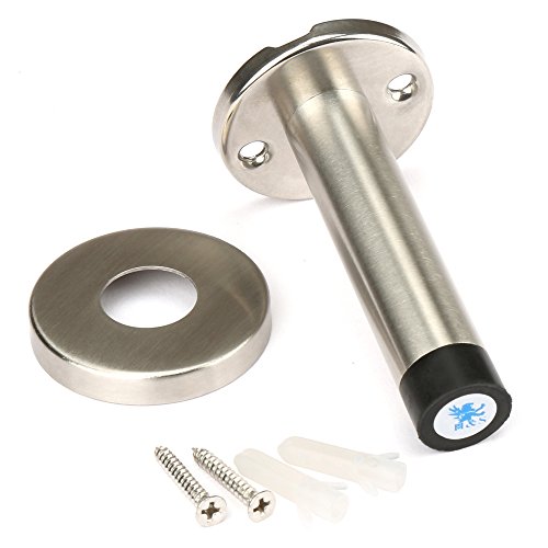 Tope de puerta resistente de acero inoxidable con punta de goma para pared x 2, H&S