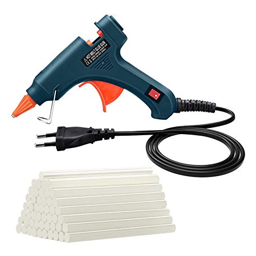 TOPELEK Mini Pistola de Silicona Caliente con 50 psc Barras de Pegamento Alta Temperatura, Kit de Pistolas de Encolar para Manualidades Artesanía de Bricolaje Reparaciones Rápidas (20 Vatios,Verde)