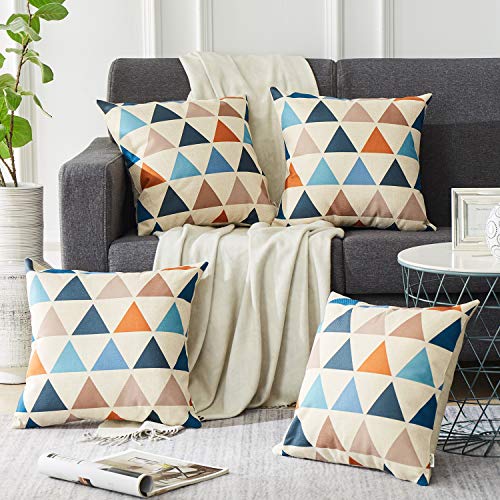 Topfinel hogar geometria algodón Lino Cuadrado Manta Decorativa Almohadas Fundas de cojín para Sala de Estar Juego de 4,45x45cm