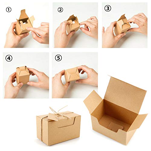 ToPicks Caja de regalo, papel de estraza, caja de regalo, caja de cartón, regalos para invitados para bodas, fiesta de cumpleaños, caja pequeña para bombones vacía, 50 unidades