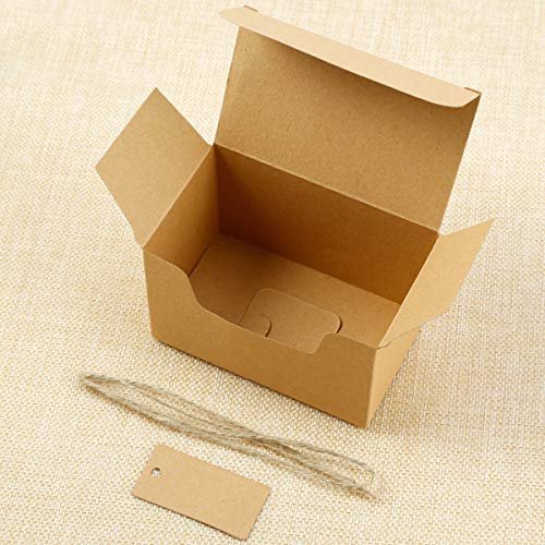 ToPicks Caja de regalo, papel de estraza, caja de regalo, caja de cartón, regalos para invitados para bodas, fiesta de cumpleaños, caja pequeña para bombones vacía, 50 unidades