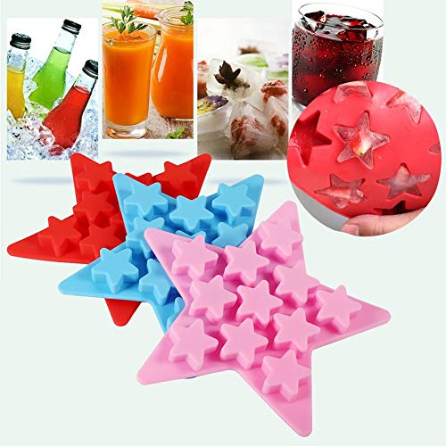 TOPINCN Cinco Herramientas con Forma de Estrella de Hielo Fresco en Forma de Cubo de Hielo congelador del Fabricante de moldes para el Club Bar Party(Rosa)