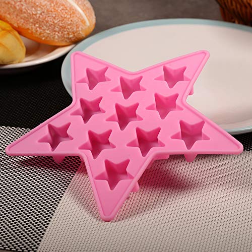 TOPINCN Cinco Herramientas con Forma de Estrella de Hielo Fresco en Forma de Cubo de Hielo congelador del Fabricante de moldes para el Club Bar Party(Rosa)