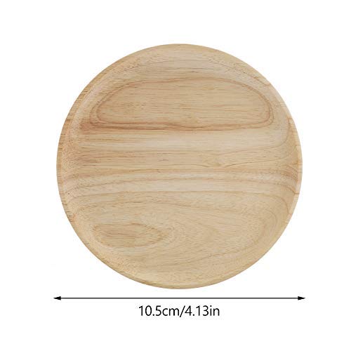 TOPINCN Elegante Bandeja de Madera Redonda para té con Placa de Goma para Pizza, Aperitivos, Sushi, postres, Frutas, Servir Platos creativos para el hogar y el Restaurante, 10.5 * 10.5cm