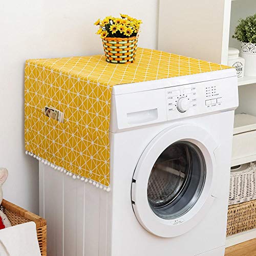 TOPINCN - Funda para frigorífico (55 x 130 cm), diseño de rayas, color amarillo y blanco