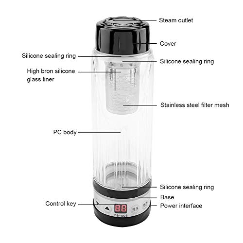 TOPINCN Taza de té de Viaje de la Caldera eléctrica del Coche Calentador de Botella de la Taza de Calentamiento de Agua para Fideos instantáneos Leche de café 12V / 24V 95W 420ml(Negro)