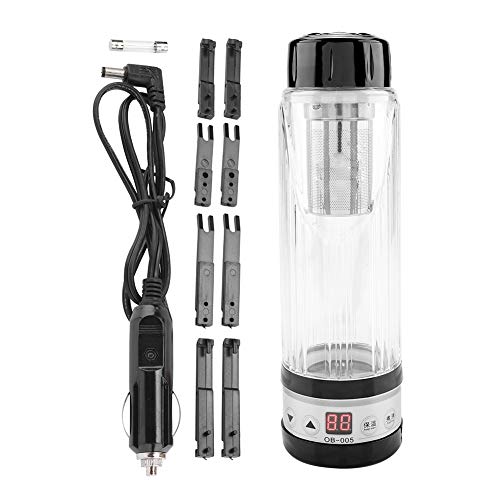 TOPINCN Taza de té de Viaje de la Caldera eléctrica del Coche Calentador de Botella de la Taza de Calentamiento de Agua para Fideos instantáneos Leche de café 12V / 24V 95W 420ml(Negro)