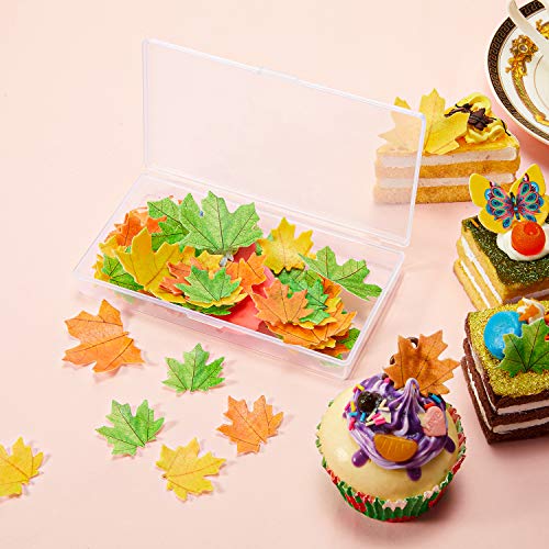 Toppers de Magdalena de Hojas de Otoño Adornos de Magdalenas de Hojas de Arce Adornos para Fiesta de Día de Acción de Gracias, 3 Colores (120 Piezas)
