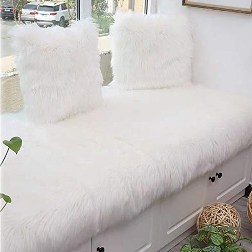 Topspitgo Oveja de Piel sintética Felpudo Alfombra Antideslizante Lujosa Suave Lana Artificial Alfombra para salón Dormitorio baño sofá Silla cojín (Blanco, 60x90cm)