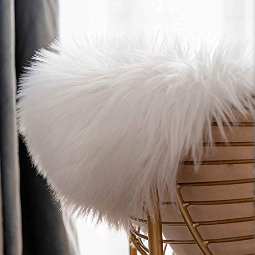 Topspitgo Oveja de Piel sintética Felpudo Alfombra Antideslizante Lujosa Suave Lana Artificial Alfombra para salón Dormitorio baño sofá Silla cojín (Blanco, 60x90cm)