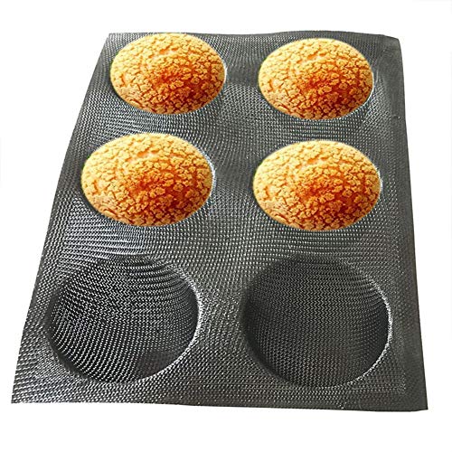 Topxingch - Molde de silicona antiadherente para hornear pan, hamburguesas y pan, 6 agujeros negro