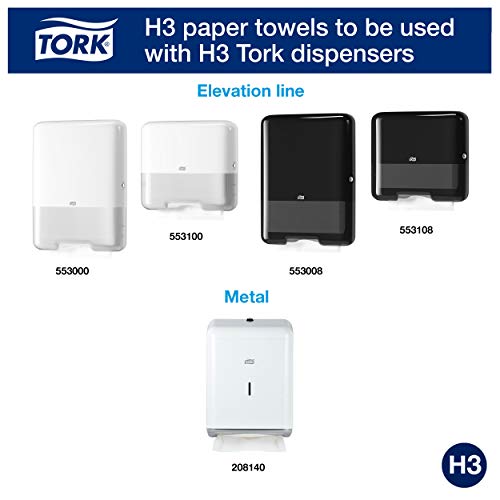 Tork 100278 Toallas de mano de papel extra suaves Tork Advanced/Toallas premium plegadas en V, compatibles con el sistema Tork H3, blanco radiante