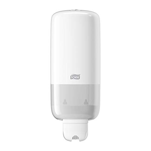 Tork 560000 Dispensador de jabón líquido y en spray S1 / Dosificador montable para pared compatible con el sistema de Tork S1 para líquidos y S11 para spray, 1l blanco