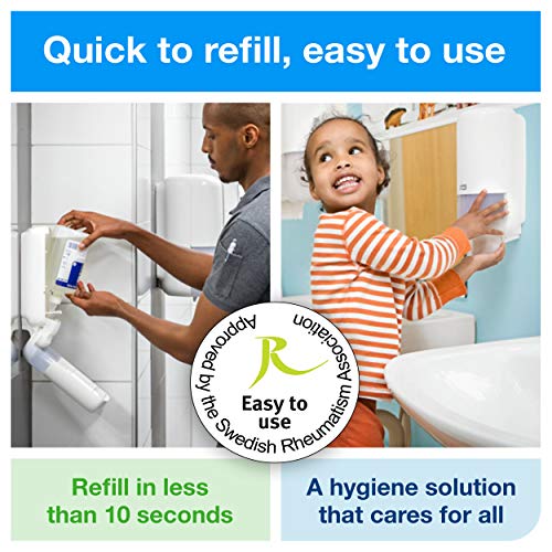 Tork 560000 Dispensador de jabón líquido y en spray S1 / Dosificador montable para pared compatible con el sistema de Tork S1 para líquidos y S11 para spray, 1l blanco