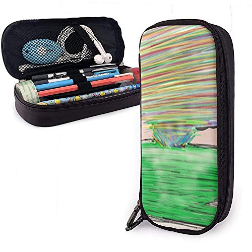 Tornado Strike PU Bolsa de cuero Bolsas de almacenamiento Portátil Estudiante Lápiz Oficina Papelería Bolsa Bolsa multifunción