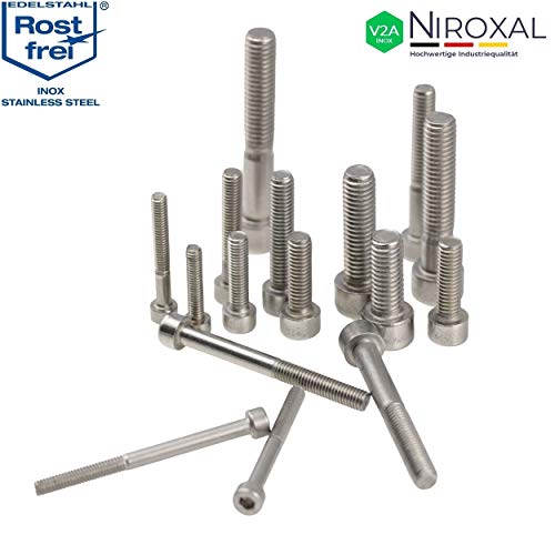 Tornillo cilíndrico de acero inoxidable V2A M8 mm de grosor, 30 mm de longitud, 100 unidades de 30 mm, rosca hexagonal interior M8 x 30 A2