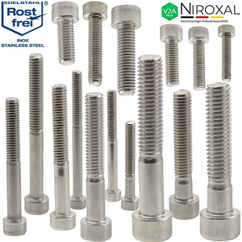Tornillo cilíndrico de acero inoxidable V2A M8 mm de grosor, 30 mm de longitud, 100 unidades de 30 mm, rosca hexagonal interior M8 x 30 A2