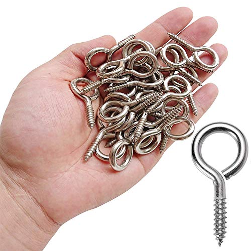 Tornillo Ojo de tornillo,50PCS BETOY de tornillos de acero inoxidable resistente,para manualidades,bricolaje,joyería y decoración,40 mm Mini Hoop Eye Pin