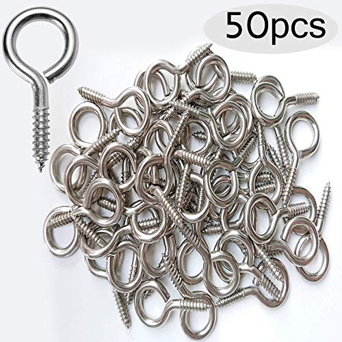 Tornillo Ojo de tornillo,50PCS BETOY de tornillos de acero inoxidable resistente,para manualidades,bricolaje,joyería y decoración,40 mm Mini Hoop Eye Pin