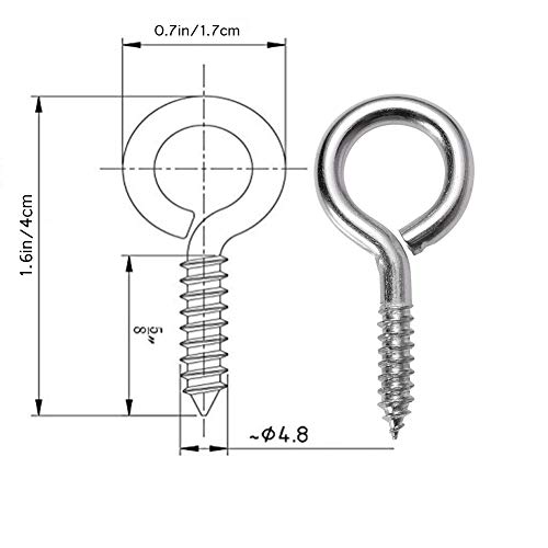 Tornillo Ojo de tornillo,50PCS BETOY de tornillos de acero inoxidable resistente,para manualidades,bricolaje,joyería y decoración,40 mm Mini Hoop Eye Pin