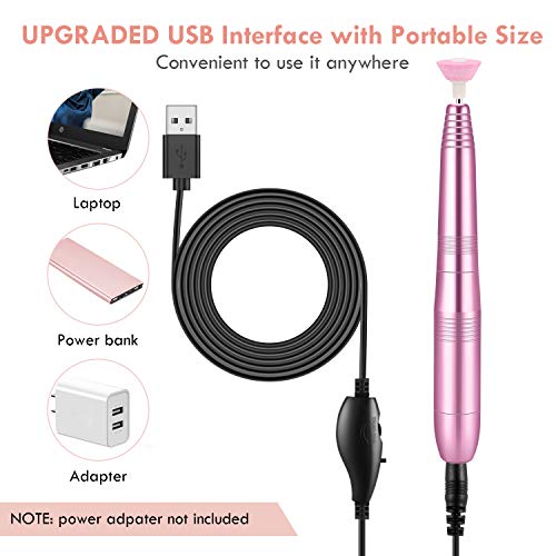 Torno para Uñas, Lima de Uñas Profesional con Taladro, 11 Tipos de Brocas de Pulido, Vlocidad Ajustable para Manicura y Pedicura Eléctrico, Potente Kit de Taladro de Uñas con 106 bandas de Lijado