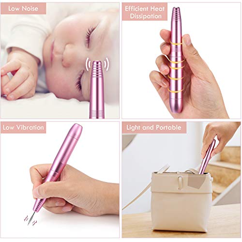 Torno para Uñas, Lima de Uñas Profesional con Taladro, 11 Tipos de Brocas de Pulido, Vlocidad Ajustable para Manicura y Pedicura Eléctrico, Potente Kit de Taladro de Uñas con 106 bandas de Lijado