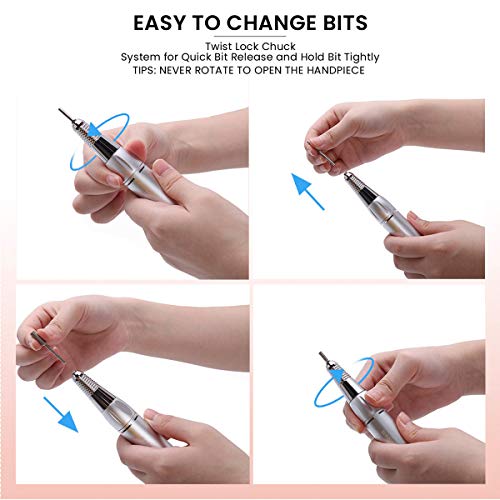 Torno para Uñas Profesional 35000 rpm Acrílico o de Gel para Manicura y Pedicura con 11 Brocas y Pantalla LED Ideal para Salón de Belleza y Casa
