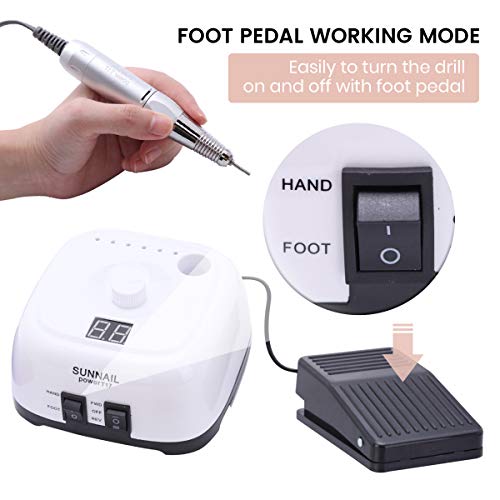 Torno para Uñas Profesional 35000 rpm Acrílico o de Gel para Manicura y Pedicura con 11 Brocas y Pantalla LED Ideal para Salón de Belleza y Casa
