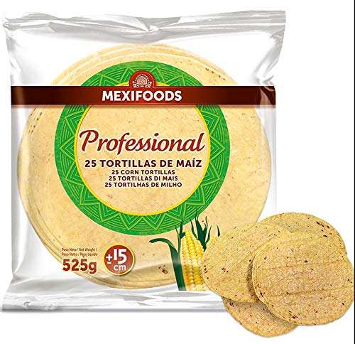 Tortillas de maíz amarillo Mexifoods 25 unidades de 15 cm (5 paquetes)