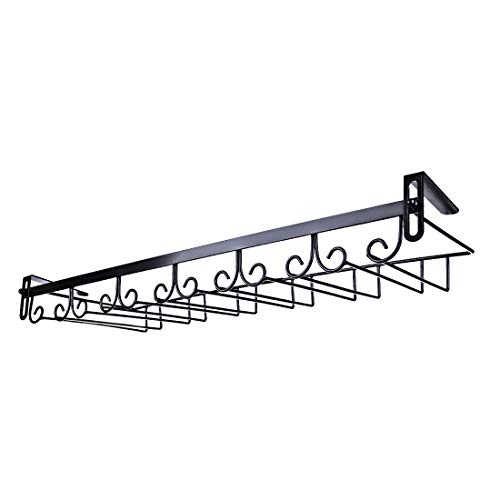 Tosbess Soporte para Copas de Vino - Soporte de Acero para Colgar Copas en la Cocina, Bar o Restaurante - Organizador cocina con rieles 6,60×22,5×6cm