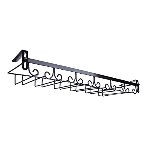 Tosbess Soporte para Copas de Vino - Soporte de Acero para Colgar Copas en la Cocina, Bar o Restaurante - Organizador cocina con rieles 6,60×22,5×6cm