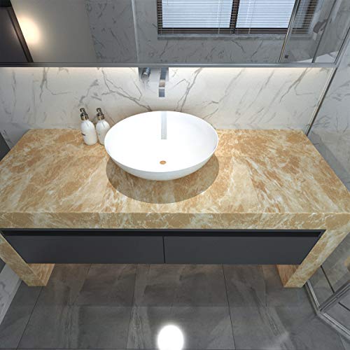 TOTIO Papel pintado de mármol de decoración fina amarilla de para puerta de mesa de muebles de mármol película de vinilo autoadhesivo de granito de contacto papel adhesivo de plástico para estante