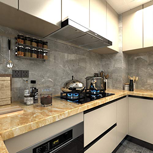 TOTIO Papel pintado de mármol de decoración fina amarilla de para puerta de mesa de muebles de mármol película de vinilo autoadhesivo de granito de contacto papel adhesivo de plástico para estante