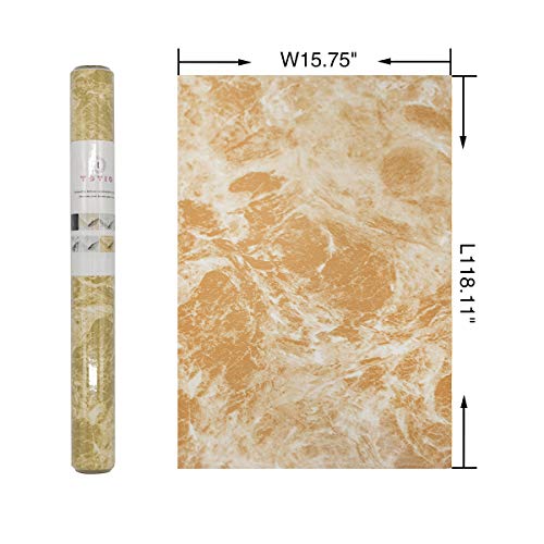 TOTIO Papel pintado de mármol de decoración fina amarilla de para puerta de mesa de muebles de mármol película de vinilo autoadhesivo de granito de contacto papel adhesivo de plástico para estante