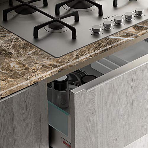 TOTIO - Papel pintado de mármol para puerta de mesa, color marrón, 40CMx 3M" , vinilo autoadhesivo, de mármol, papel de contacto de granito, con parte trasera adhesiva, de plástico, para estante