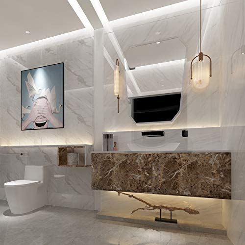 TOTIO - Papel pintado de mármol para puerta de mesa, color marrón, 40CMx 3M" , vinilo autoadhesivo, de mármol, papel de contacto de granito, con parte trasera adhesiva, de plástico, para estante