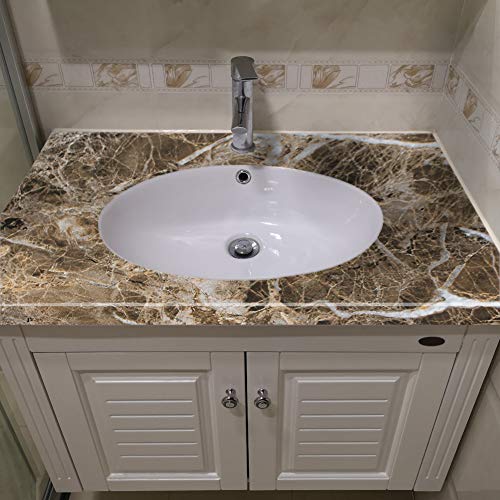 TOTIO - Papel pintado de mármol para puerta de mesa, color marrón, 40CMx 3M" , vinilo autoadhesivo, de mármol, papel de contacto de granito, con parte trasera adhesiva, de plástico, para estante