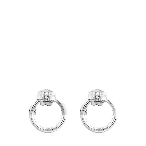 TOUS Hold - Pendientes Aro Frontal de Plata de Primera Ley, Cierre Presión - Anilla: 1,6 cm
