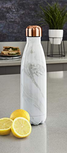 TOWER - Botella Deportiva (500 ml, aislada al vacío, mármol Blanco y Oro Rosa), Color Blanco