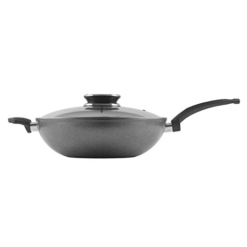 Tower T81279 - Wok (cerámica, aluminio forjado con revestimiento de cerámica antiadherente de fácil limpieza, 30 cm), color gris
