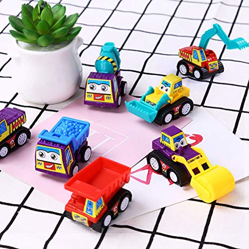 TOYANDONA 6 Unids Mini Friction Powered Toy Car Engineering Vehículo de Juguete para bebés, niños pequeños, Rodillo al Azar (como se Muestra)